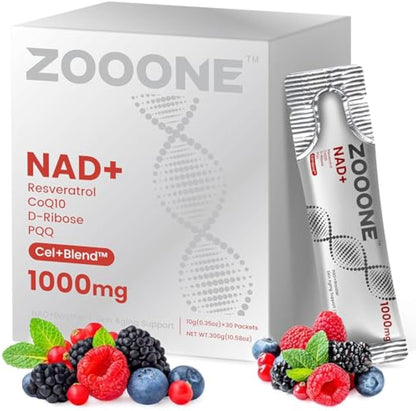 zooone- NAD+ Supplement 30pcs,Premium Nicotinamide Riboside &Resveratrol,DNA Repair & Healthy Aging，Advanced NAD Supplement for Men &Women, Boosts Cellular Energy