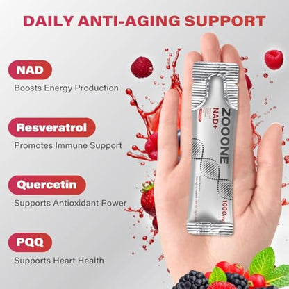 zooone- NAD+ Supplement 30pcs,Premium Nicotinamide Riboside &Resveratrol,DNA Repair & Healthy Aging，Advanced NAD Supplement for Men &Women, Boosts Cellular Energy